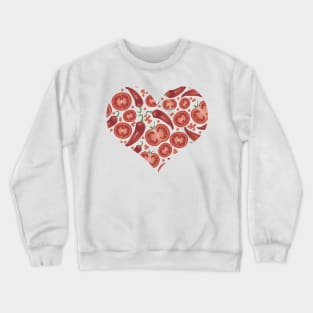 Red chilli peppers and tomatoes, realistic food print Crewneck Sweatshirt